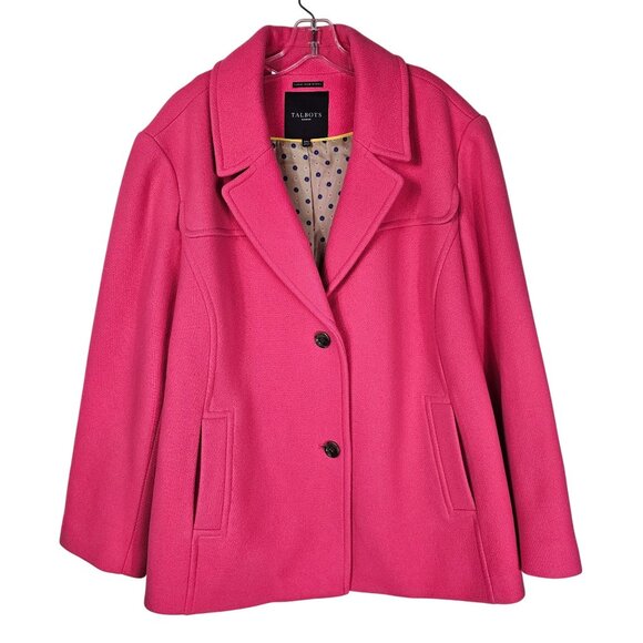 Talbots Wool Swing Coat 24W Vibrant Pink Preppy Back Pleat Lined Barbiecore - Picture 1 of 9